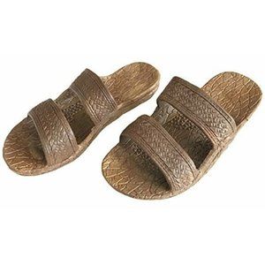 Kids Pali Hawaii Sandals Rubber Slip On Slide Jesus Flip Flops Jandal Brown SZ 4